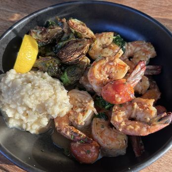 Tidal Raves - Garlic shrimp, risotto and Brussels - New American Near Me - Depoe Bay, Oregon Tidal Raves - Garlic shrimp, risotto and Brussels - New American Near Me - Depoe Bay, Oregon