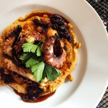 PassionFish Reston - Chargrilled baby octopus with harissa hummus, smoked tomato chutney and roasted chickpeas - Seafood Near Me - Reston, Virginia