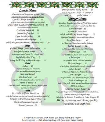 Menu photo 1 Lynch's on the Green Thiells, NY Menu photo 1 Lynch's on the Green Thiells, NY