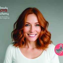 Beauty Love Alchemy - Lucious Copper Red Haircolor with  "Lob" Long Bob Haircut dusting the shoulders.