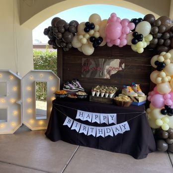 Justina Aurora Event Planning - Balloon backdrop and snack table with charcuterie cones and light up "30" - Wedding Planning Near Me Justina Aurora Event Planning - Balloon backdrop and snack table with charcuterie cones and light up "30" - Wedding Planning Near Me