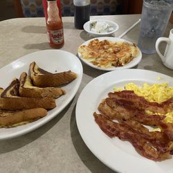 Liberty Family Dining - Half order French toast, add scrambled eggs, add bacon, add home fries.