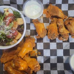 Wings with a side salad