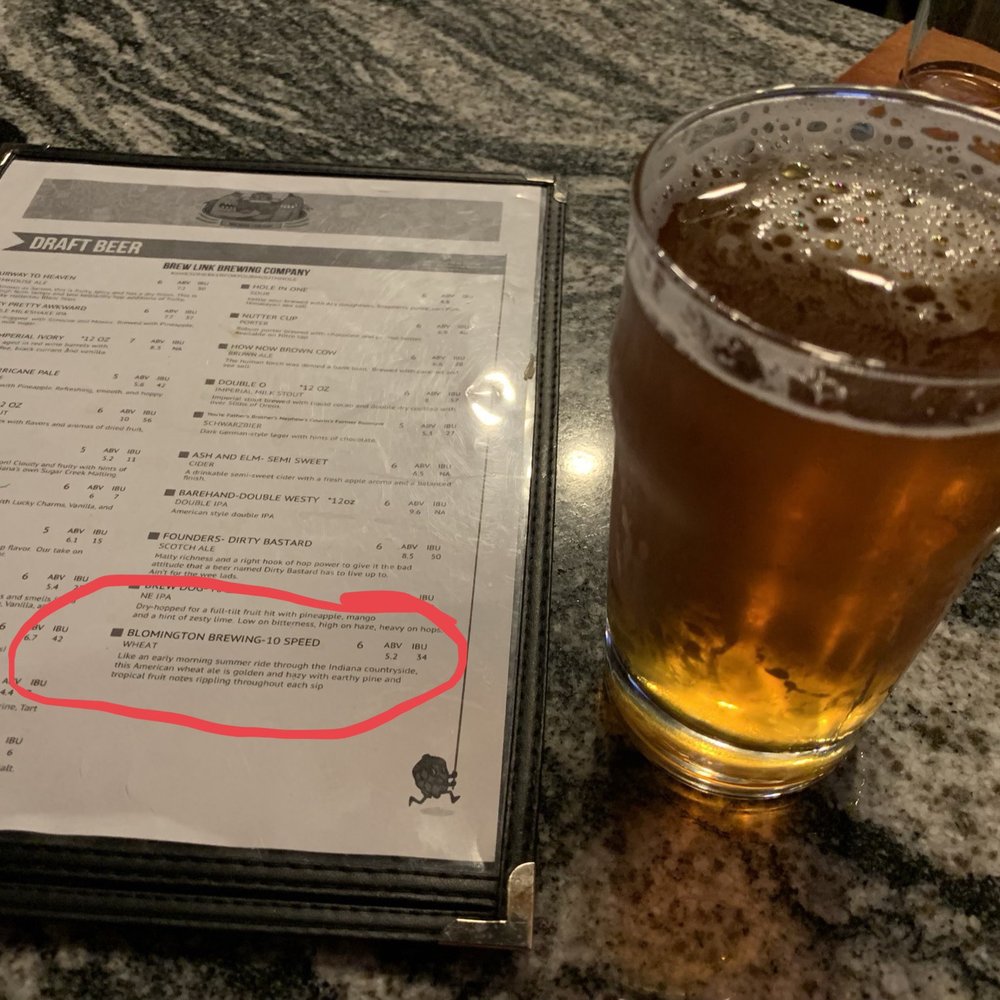 Brew Link Brewing - Bloomington Brewing-10 speed(Wheat) - Breweries Near Me - Plainfield, Indiana