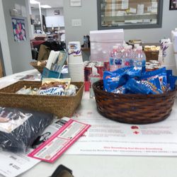 American Red Cross Camden County - Snack table! T-shirts and Dunkin Donuts coupons for every person who donates!
