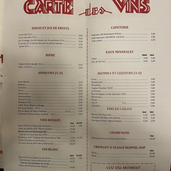 Bouillon Chartier - Drink menu - French Near Me - Paris, 75