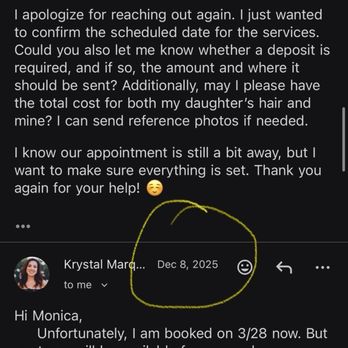 Krystal Marquez Bridal Beauty  - Again, she knew what day I wanted to book and now she's booked - Makeup Artists Near Me