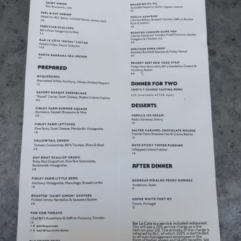 Bar Le Côte - Menu - Seafood Near Me - Los Olivos, California Bar Le Côte - Menu - Seafood Near Me - Los Olivos, California
