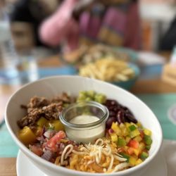 Chillers - A quick meal at the train station.  California bowl with pulled pork.