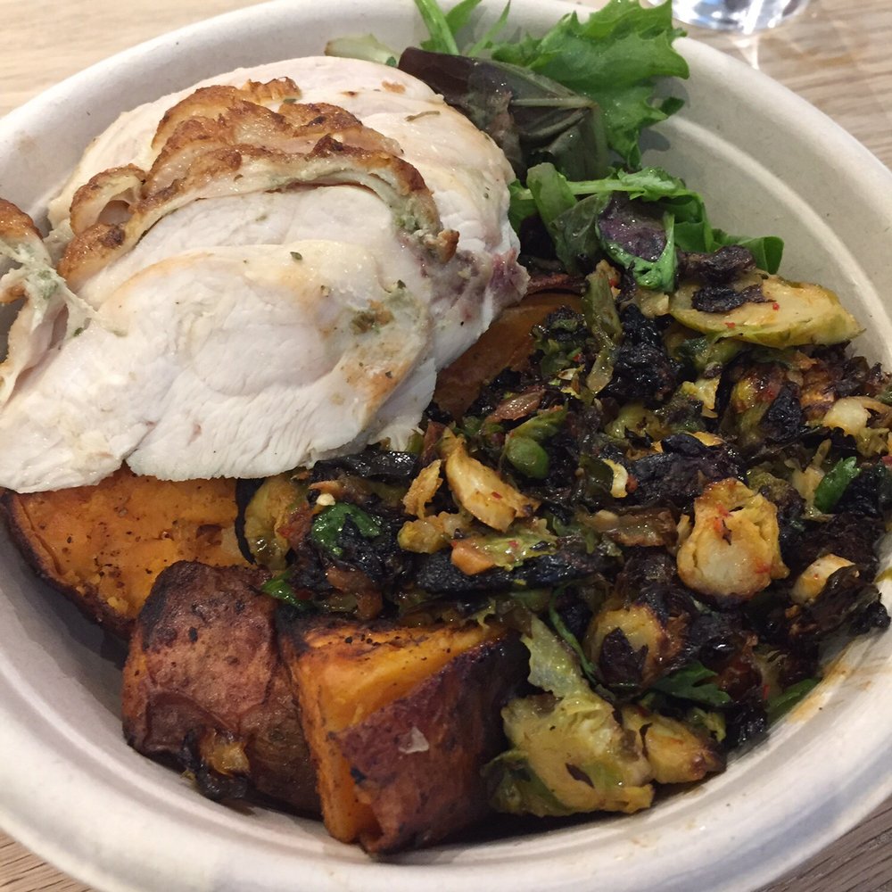 Dig Inn - Sweet potatoes, brussel sprouts, and chicken added to a base of lettuce and rice - New American Near Me - New York, New York Dig Inn - Sweet potatoes, brussel sprouts, and chicken added to a base of lettuce and rice - New American Near Me - New York, New York