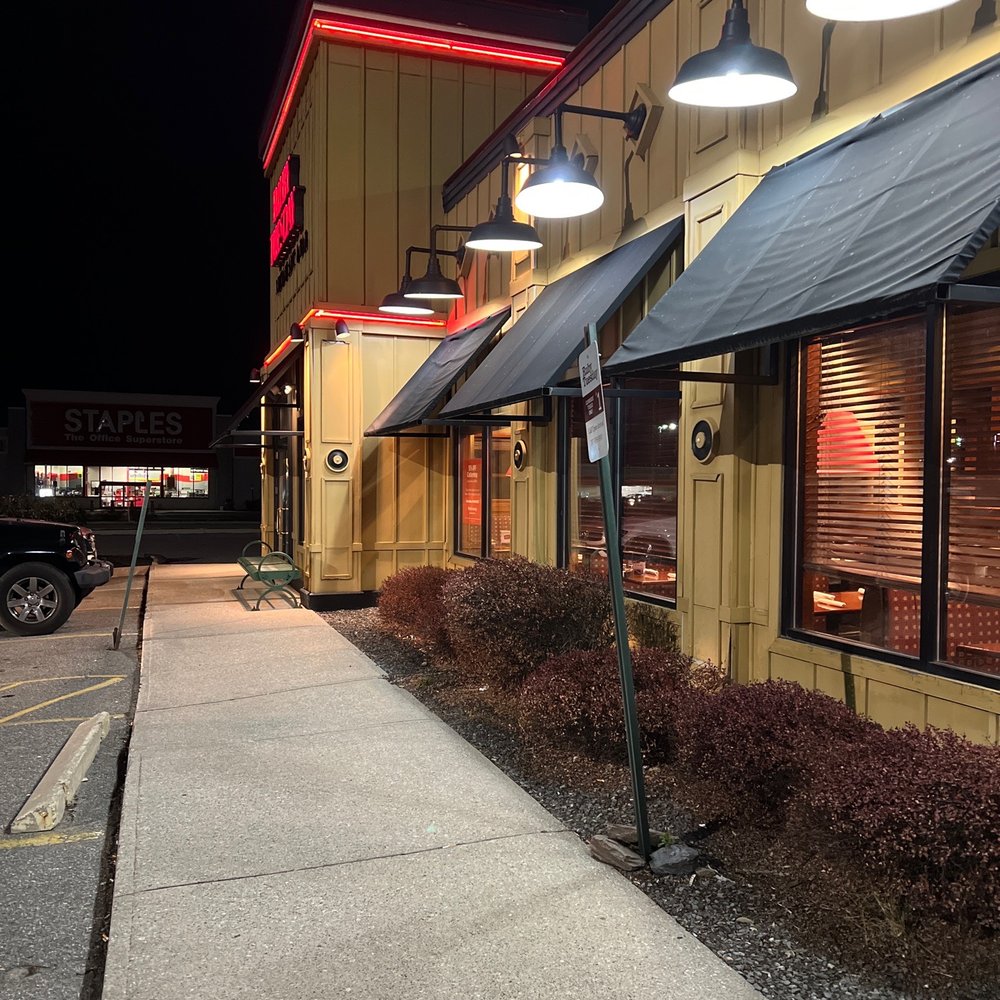 the outside of a restaurant at night the outside of a restaurant at night