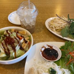 Veggie pho and veggie egg rolls Veggie pho and veggie egg rolls