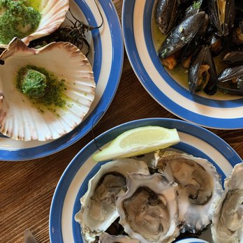 The Scallop Shell - Oysters on the half shell, mussels and scallops. Yum!! - Fish & Chips Near Me - Bath, BAS