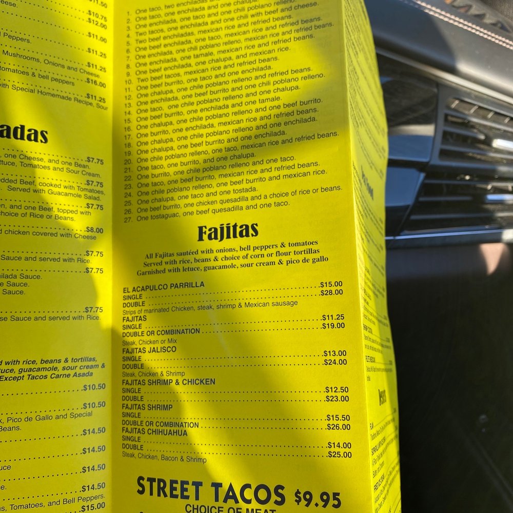 El Acapulco - a yellow menu on a car - Mexican Near Me - Poplar Bluff, Missouri El Acapulco - a yellow menu on a car - Mexican Near Me - Poplar Bluff, Missouri