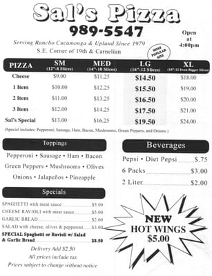 Menu photo 8 Sal's Pizza Alta Loma, CA Menu photo 8 Sal's Pizza Alta Loma, CA