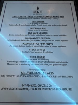 Menu photo 1 Chaz 51 Steakhouse Venice, FL