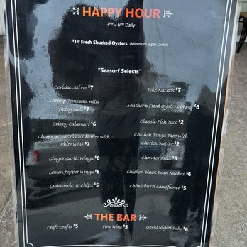 Seasurf Fish Co - Happy Hour menu (as of 1/7/22) - Seafood Near Me - Del Mar, California Seasurf Fish Co - Happy Hour menu (as of 1/7/22) - Seafood Near Me - Del Mar, California