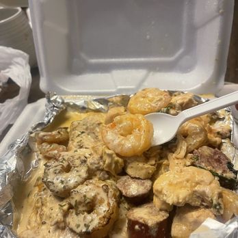 Bobobs - This was delish..shrimp, sausage, chicken and the blackened fish..the sauce sets it off. - Southern Near Me - Houston, Texas Bobobs - This was delish..shrimp, sausage, chicken and the blackened fish..the sauce sets it off. - Southern Near Me - Houston, Texas