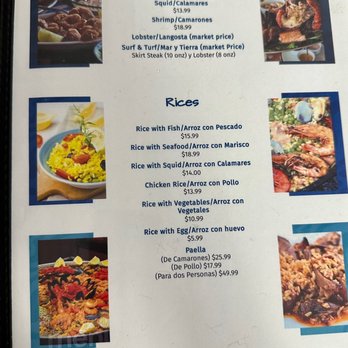 El Pescaito - a menu for a mexican restaurant - Seafood Near Me - Miami, Florida