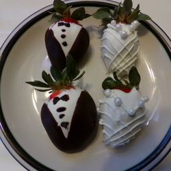Cindys Sweet Treats & More - Bride and Groom chocolate covered strawberries.