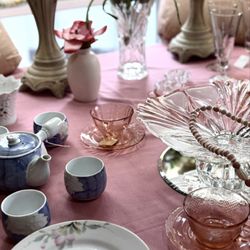 Fairly New Thrift Shop - Dreamy Pink Tablescape W/ Alice In Wonderland Feel