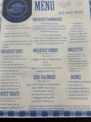 Menu photo 1 Cafe One Eleven Elizabeth, PA