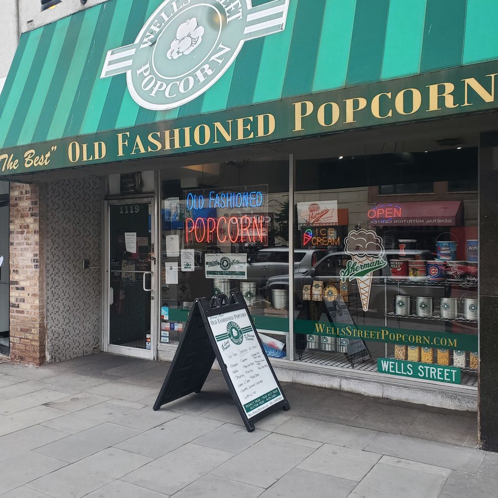 the outside of the old fashioned popcorn shop the outside of the old fashioned popcorn shop