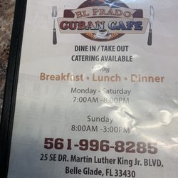 Prado'S Cuban Cafe - Menu