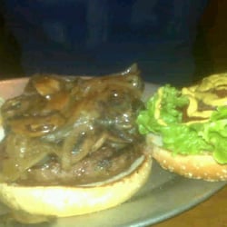 Bullshead Restaurant - Swiss and onions buffalo burger