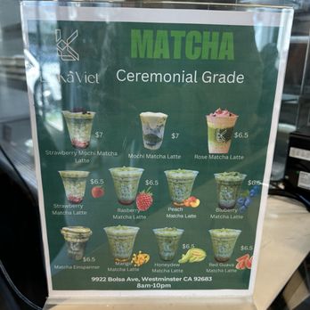 La Ka Viet - Matcha Menu as of 6/22/25 - Desserts Near Me - Westminster, California