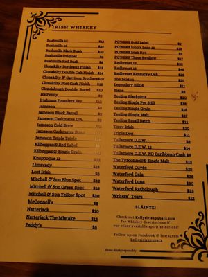 Menu photo 1 Kelly’s Irish Pub Austin, TX