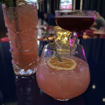 Bar Zazu - Cocktails- Siren's Song (back left), One More Thyme (front), Once and Floral (back right) - Bars Near Me - Las Vegas, Nevada Bar Zazu - Cocktails- Siren's Song (back left), One More Thyme (front), Once and Floral (back right) - Bars Near Me - Las Vegas, Nevada