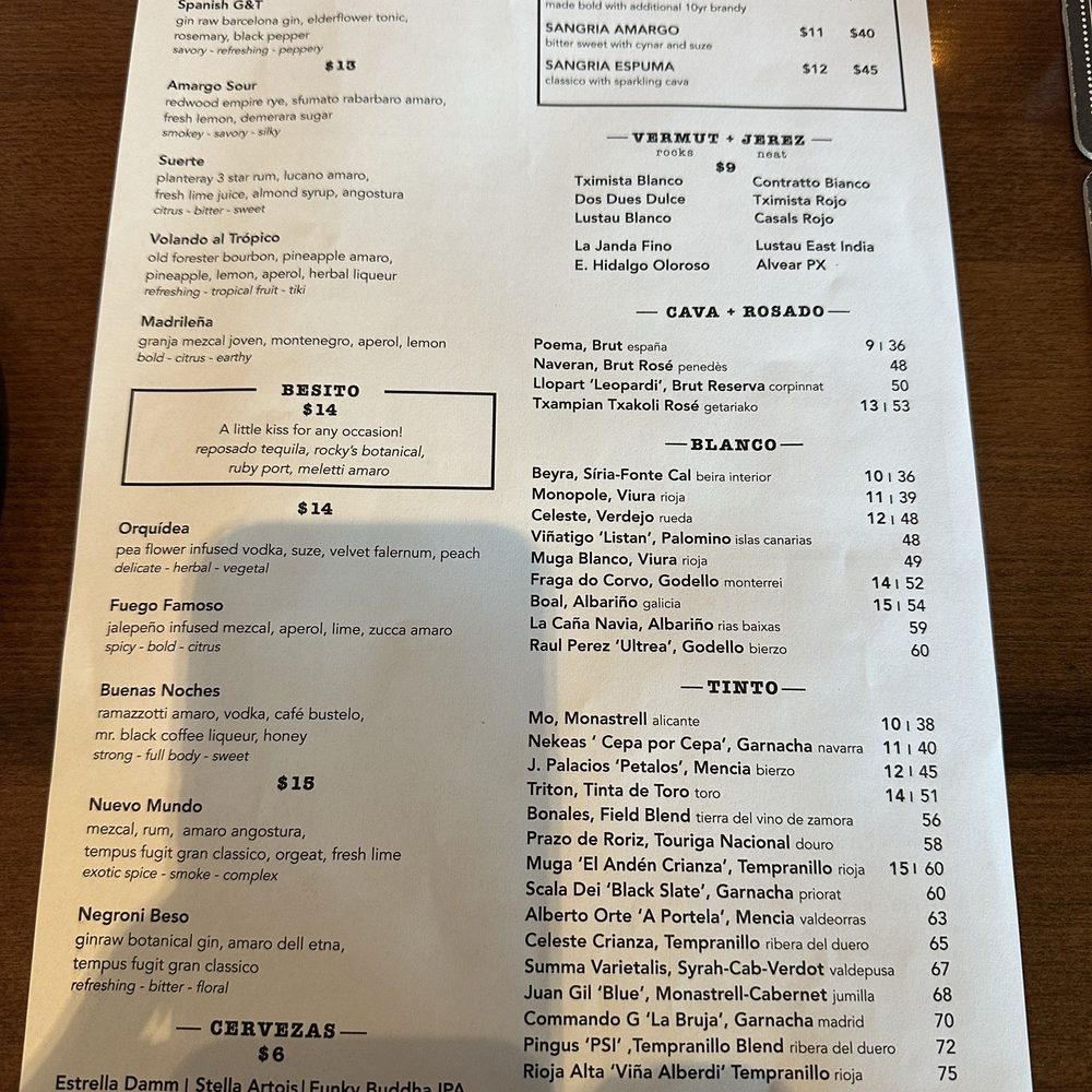 Beso - Menu - Cocktail Bars Near Me - Sarasota, Florida