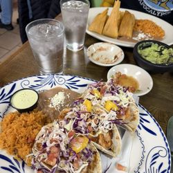Las Jacarandas Mexican Grill - Shrimp tacos, pork tamales