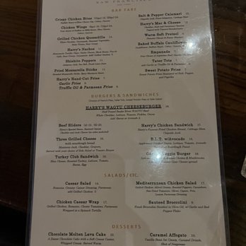 Harry's Bar - Menu, Sep 2022 - Sports Bars Near Me - San Francisco, California