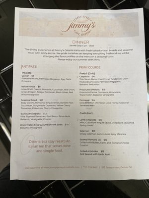 Menu photo 3 Jimmy's Jersey Street Cafe Denver, CO