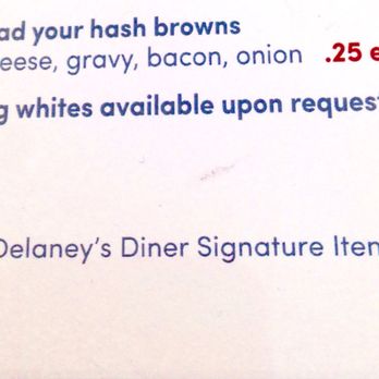 Delaney's Diner - Tip * Look for the spatula on the menu for Delaney's Signature items. Dress up your hash browns for a quarter. - Breakfast & Brunch Near Me - Westerville, Ohio