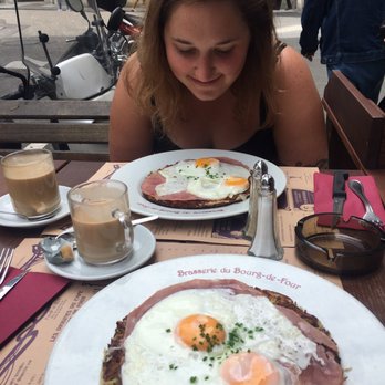 Café Bourg-de-Four - cafe au lait and 2 of the same: rosti with gruyere, ham, and eggs - Brasseries Near Me - Geneva, GE