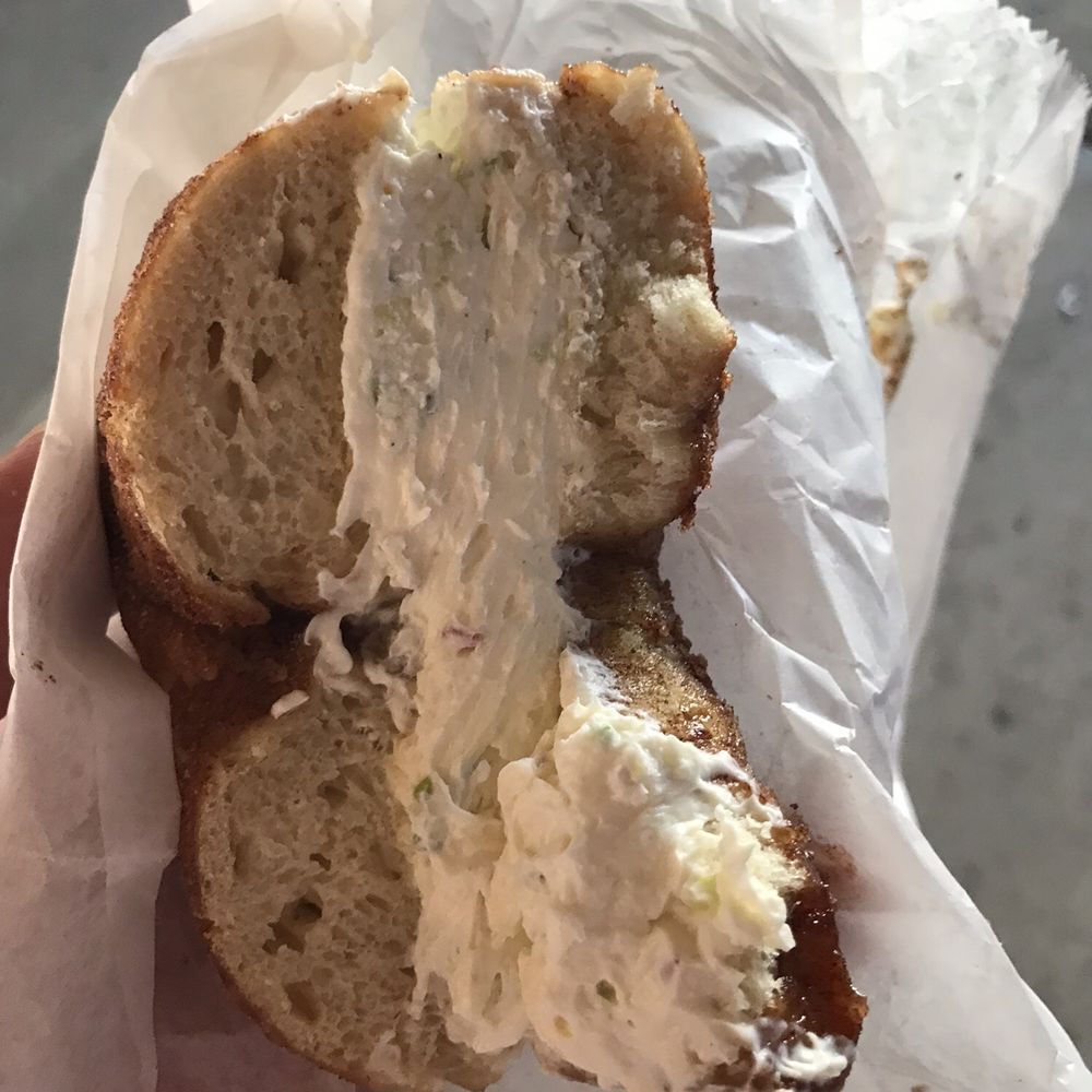 Norwalk Bagel Co - This is the Cinnamon Sugar with Scallion Cream Cheese - Bagels Near Me - Norwalk, Connecticut