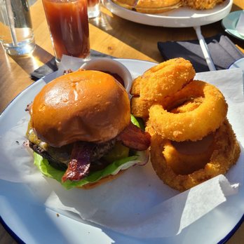 foothill - Bacon cheeseburger w/ onion rings. Bomb.com! - New American Near Me - Pasadena, California