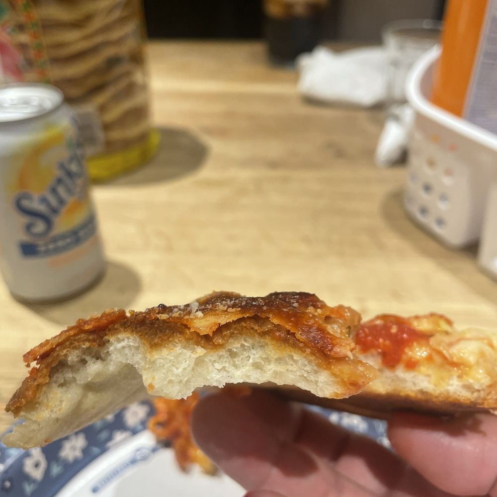 Wiseguy Pizza - Very sad Sicilian Pepperoni crust. Tough and flattened. - Pizza Near Me - Herndon, Virginia Wiseguy Pizza - Very sad Sicilian Pepperoni crust. Tough and flattened. - Pizza Near Me - Herndon, Virginia