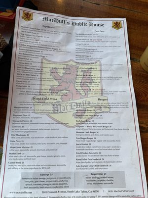 Menu photo 5 MacDuff's Pub South Lake Tahoe, CA Menu photo 5 MacDuff's Pub South Lake Tahoe, CA