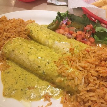 Chuy's - Chicka-Chicka Boom-Boom Enchiladas, double rice no beans. Yum Yum! - Tex-Mex Near Me - Plano, Texas