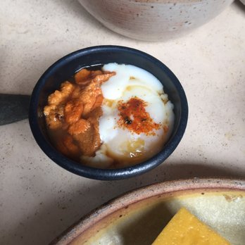 Okonomi - Poached egg with uni - Japanese Near Me - Brooklyn, New York