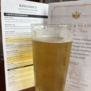 Kingsmen Ale House - Knight Life house lager - cold, light, and refreshing! - British Near Me - Lethbridge, Alberta Kingsmen Ale House - Knight Life house lager - cold, light, and refreshing! - British Near Me - Lethbridge, Alberta