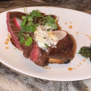 Yvonne's - Bavette Steak "Mirabeau" Plate - New American Near Me - Boston, Massachusetts Yvonne's - Bavette Steak "Mirabeau" Plate - New American Near Me - Boston, Massachusetts