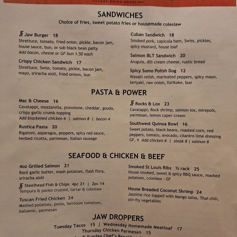 Jawfish - Menu - Beer Bar Near Me - Portland, Oregon