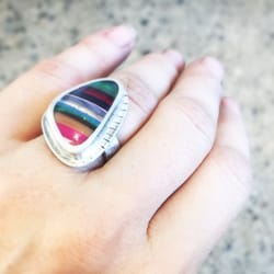 Pixel And Torch - Ring made from layered surfboard resin. Recycled and sustainable!