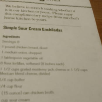 Cheddar's Scratch Kitchen - You get a recipe to go home with when you get your bill - Southern Near Me - Tampa, Florida