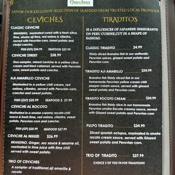 Quechua Peruvian - Ceviches menu - Peruvian Near Me - Watervliet, New York Quechua Peruvian - Ceviches menu - Peruvian Near Me - Watervliet, New York